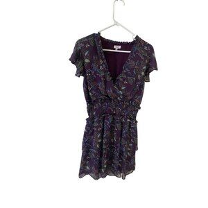 Q & A Los Angeles Women's Purple Floral Short Sleeve Summer Dress - XL